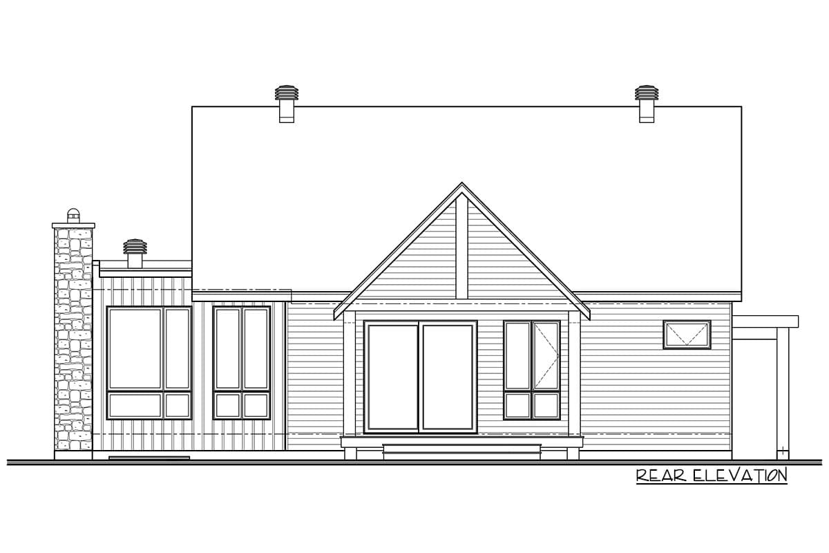 Plan 22565DR: 2-Bed Contemporary Home Plan with Pergola - Image #6 - Contemporary, Mountain, Scandinavian, Vacation
