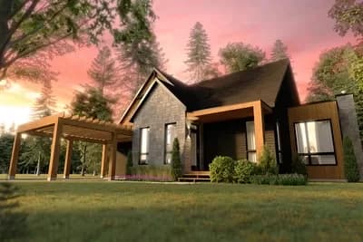 2-Bed Contemporary Home Plan with Pergola