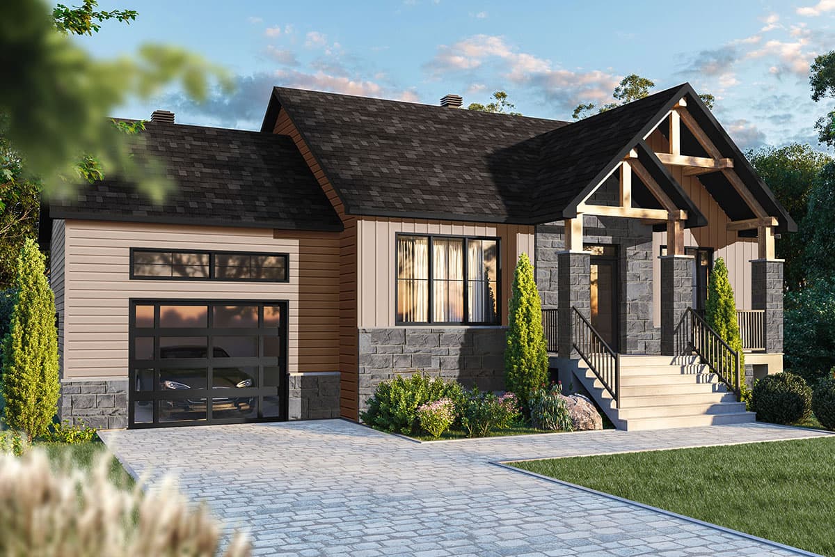 Plan 22566DR: 2-Bed Modern Rugged House Plan with Attached Garage - Image #4 - Mountain, New American, Northwest