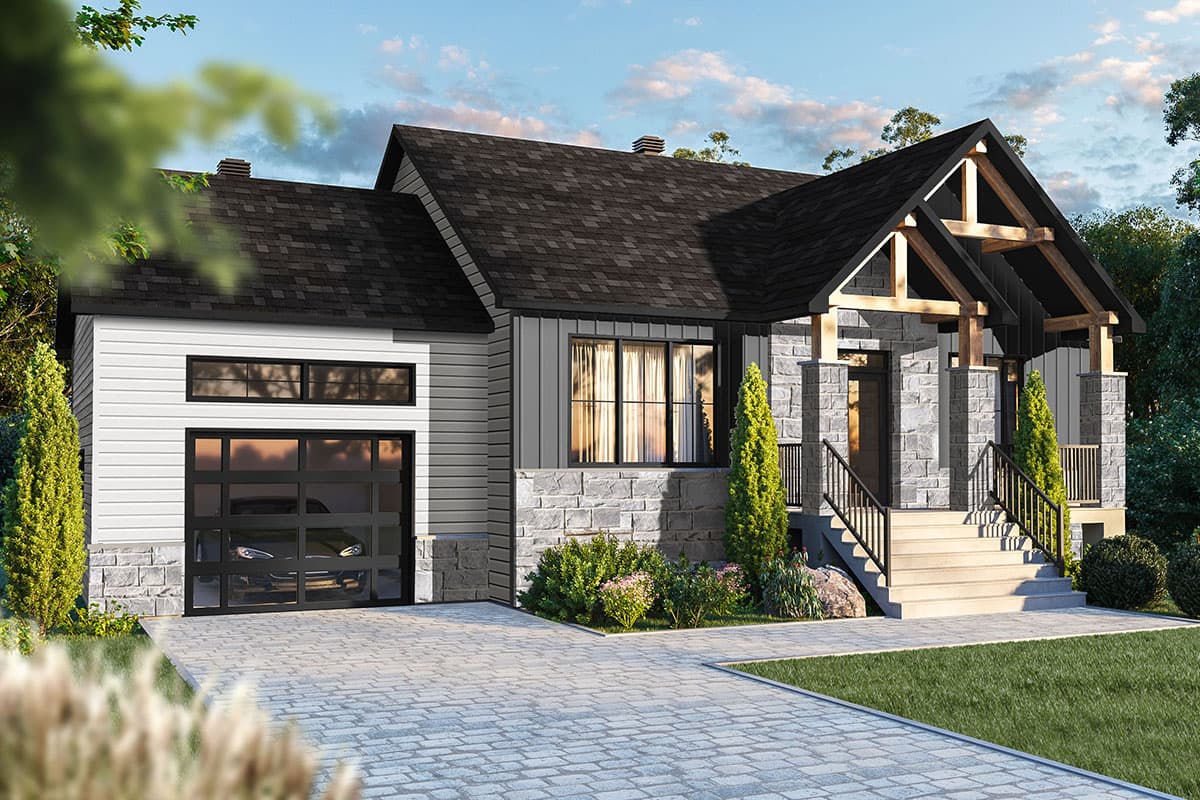 Plan 22566DR: 2-Bed Modern Rugged House Plan with Attached Garage - Image #6 - Mountain, New American, Northwest