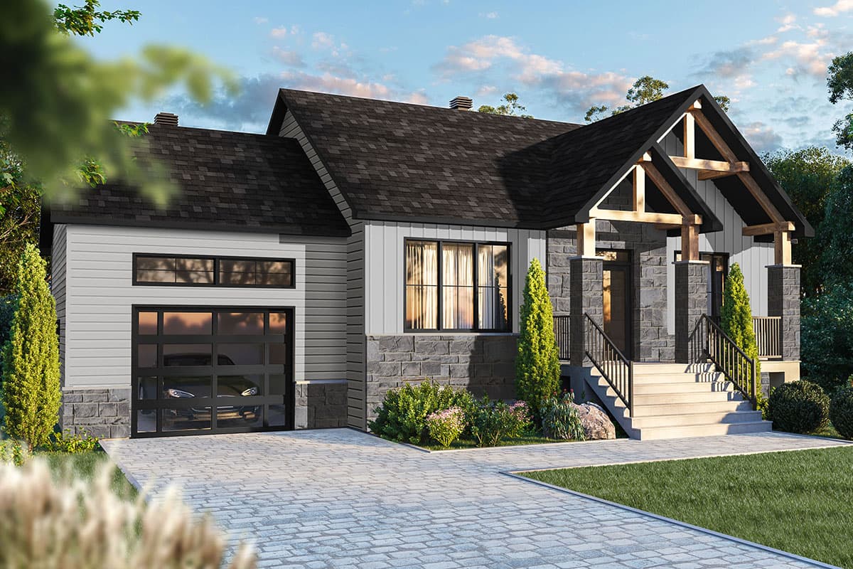 Plan 22566DR: 2-Bed Modern Rugged House Plan with Attached Garage - Image #5 - Mountain, New American, Northwest