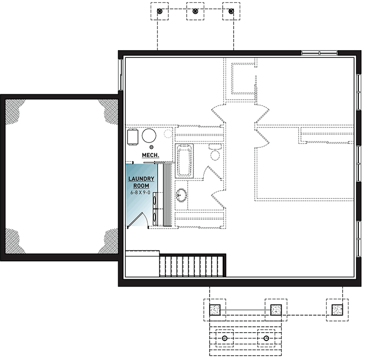 Plan 22566DR: 2-Bed Modern Rugged House Plan with Attached Garage - Floor Plan - Basement Unfinished - Mountain, New American, Northwest