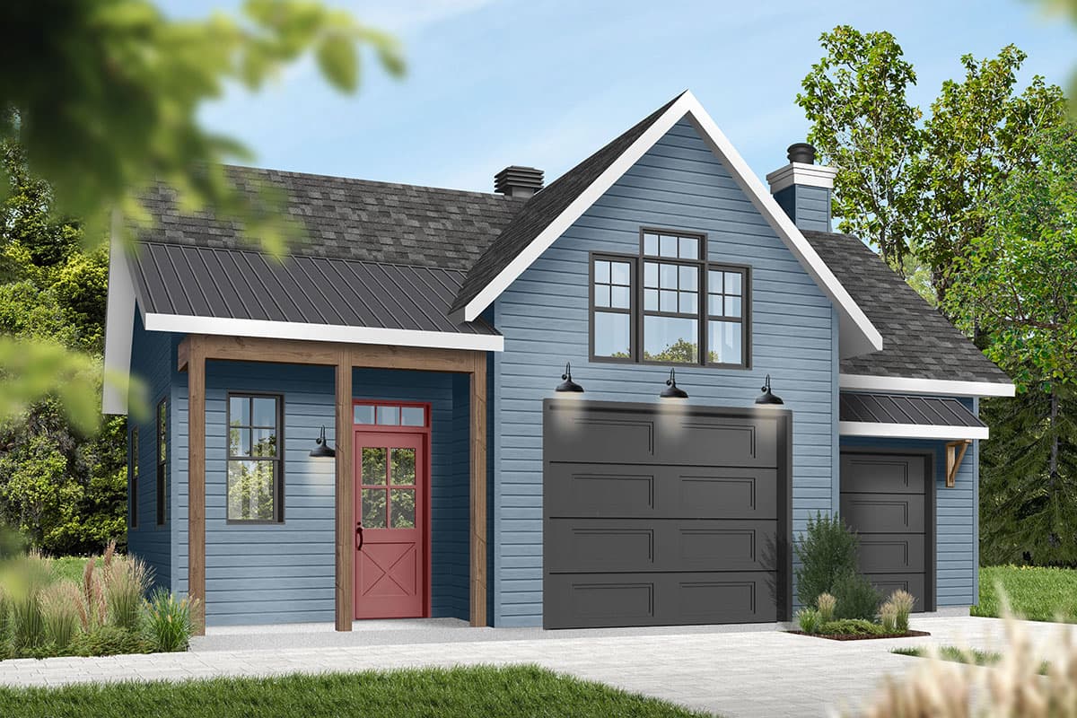 Plan 22568DR: Detached 1-Car Garage with Bonus Room - Image #4 - Carriage