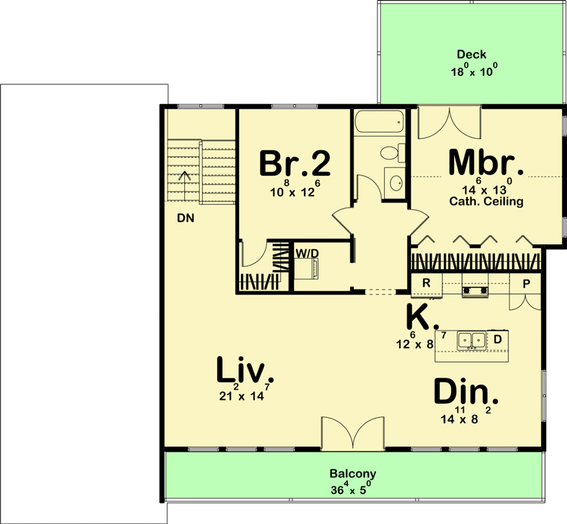 Plan 62837DJ: New American Carriage House Plan with Pull-through RV Garage - Floor Plan - 2nd Floor - Carriage, Modern Farmhouse, New American