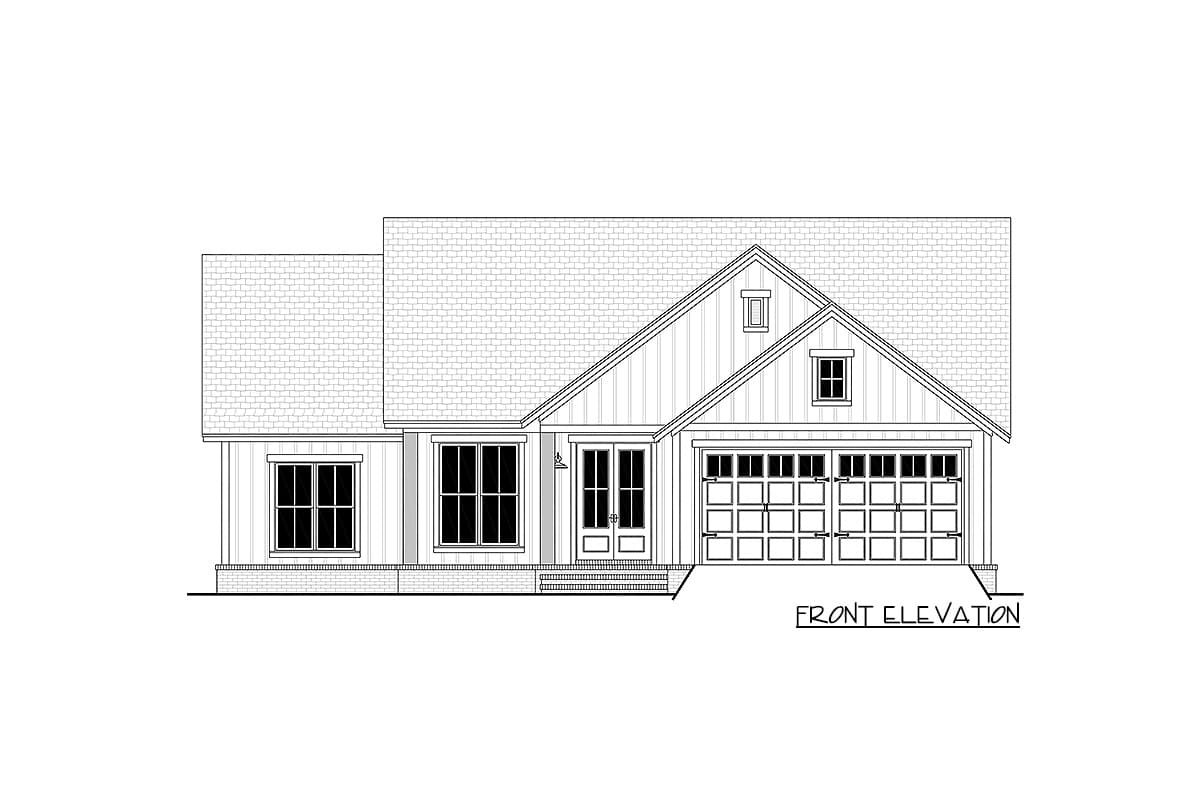 Plan 51826HZ: Modest-Sized Three-Bed Farmhouse Plan - 1521 Sq Ft - Image #5 - Cottage, Country, Modern Farmhouse, New American