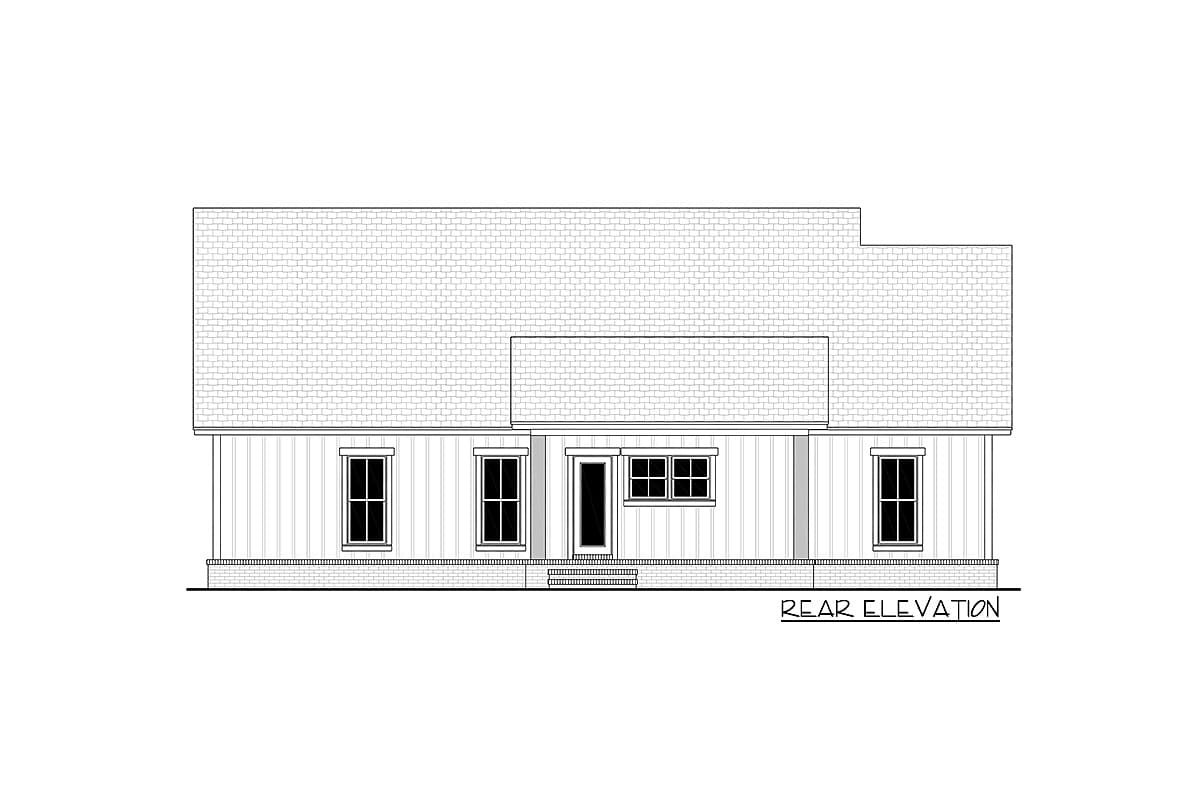 Plan 51826HZ: Modest-Sized Three-Bed Farmhouse Plan - 1521 Sq Ft - Image #7 - Cottage, Country, Modern Farmhouse, New American