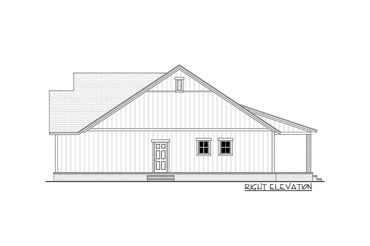 Plan 51826HZ: Modest-Sized Three-Bed Farmhouse Plan - 1521 Sq Ft - Image #8 - Cottage, Country, Modern Farmhouse, New American