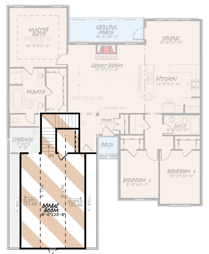 Plan 70650MK: Eye-Catching 3-Bed House Plan with Bonus Room Above Garage - 1775 Sq Ft - Floor Plan - Bonus - European, Traditional