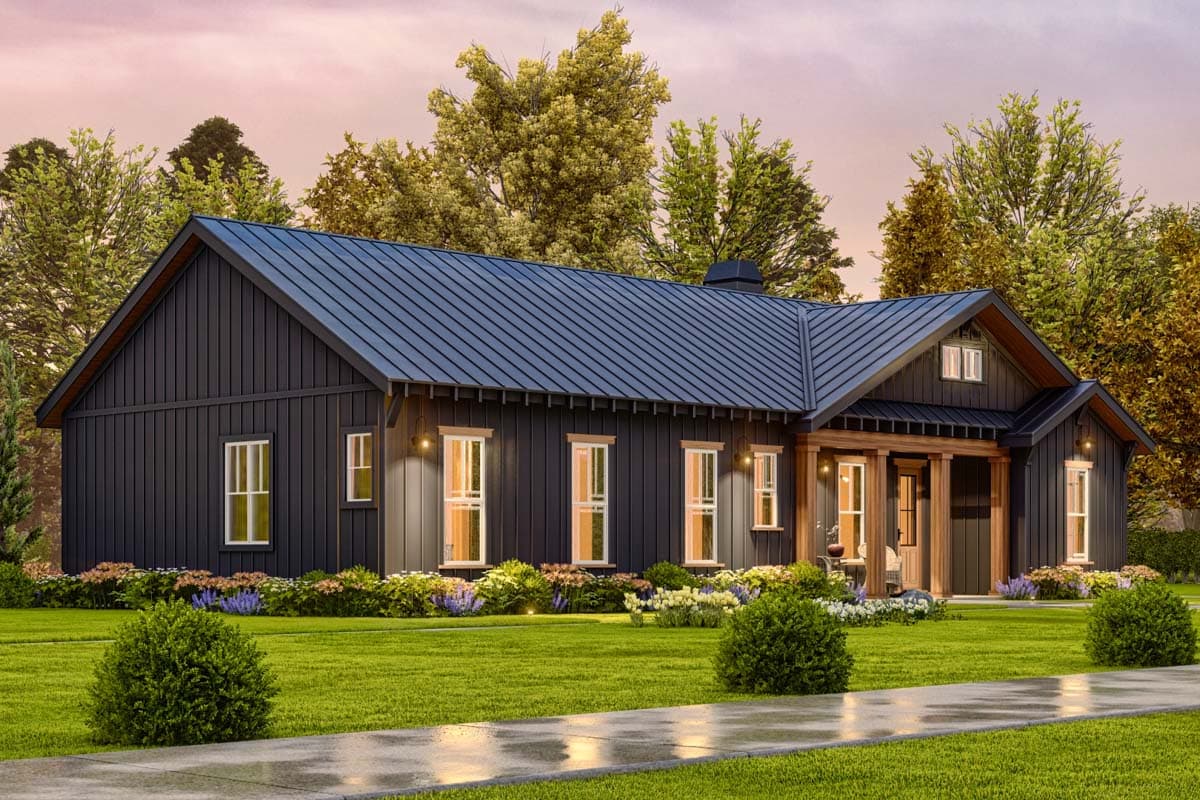 Plan 25695GE: One-Story Split-Bed House Plan with Vaulted Interior - 1925 Sq Ft - Image #4 - Country, Ranch, Rustic, Southern, Traditional