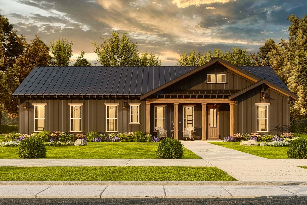 Plan 25695GE: One-Story Split-Bed House Plan with Vaulted Interior - 1925 Sq Ft - Image #7 - Country, Ranch, Rustic, Southern, Traditional