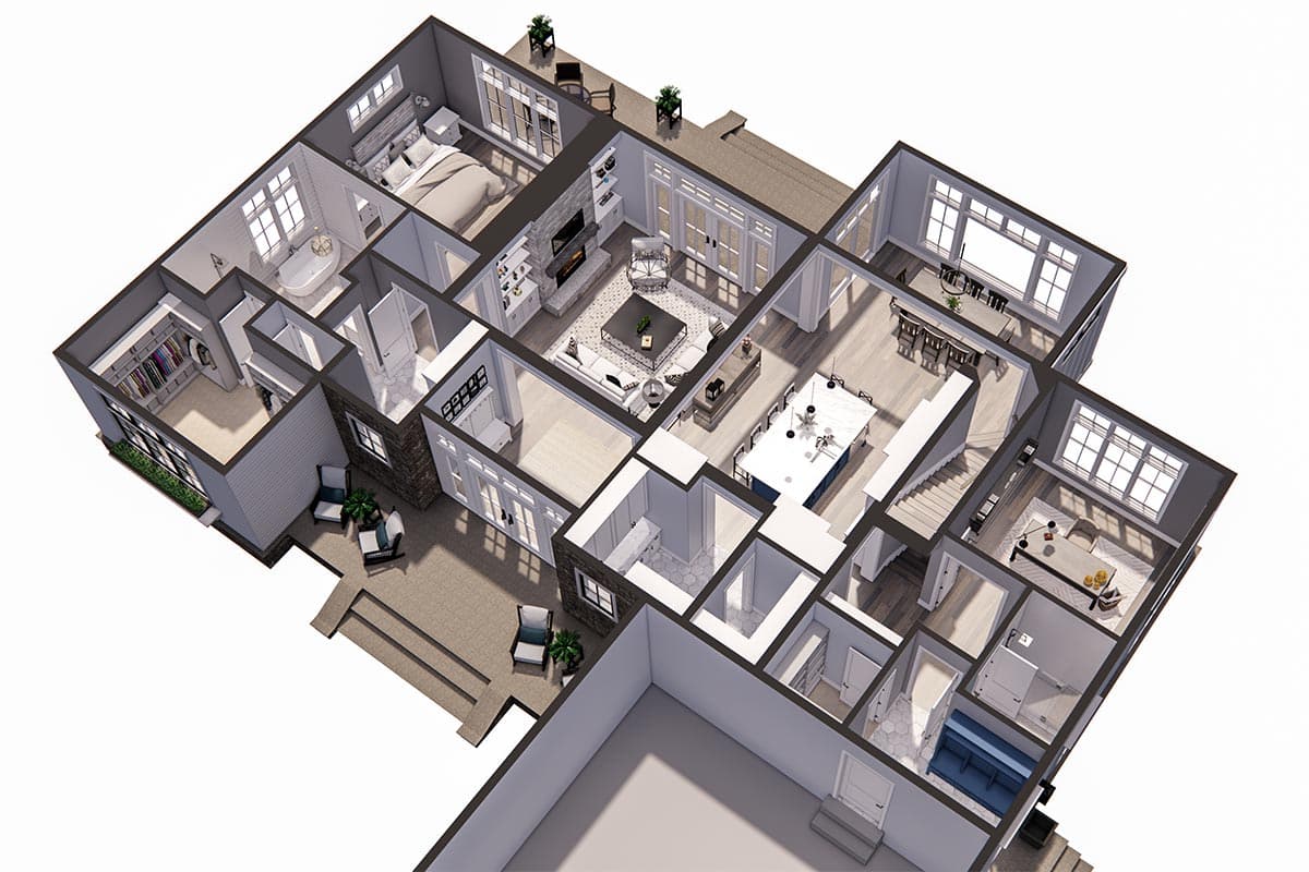 Plan 14685RK: New American House Plan with Prep Kitchen and Two Laundry Rooms - 3319 Sq Ft - Image #65 - Country, Modern Farmhouse, New American