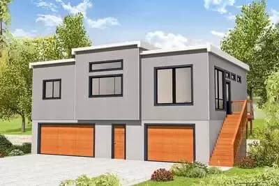 Modern Carriage House Plan with 2-Bed Apartment