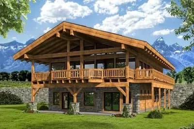 3-Bed Mountain Home Plan with Vaulted Ceiling