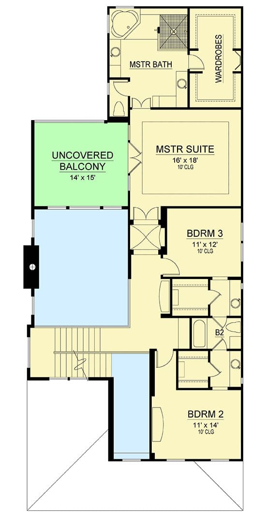 Plan 36587TX: Two-Story House Plan with Game Room - Floor Plan - 2nd Floor - Country, Traditional