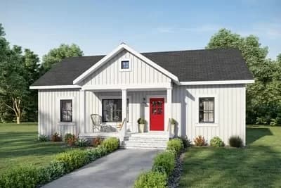 3-Bed Southern Country Home Plan with Split Bedrooms - 1035 Sq Ft