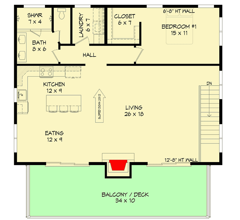 Plan 68648VR: 3-Car Garage Apartment with 2 Drive-through Bays - Floor Plan - 2nd Floor - Carriage, Coastal, Mountain, Vacation