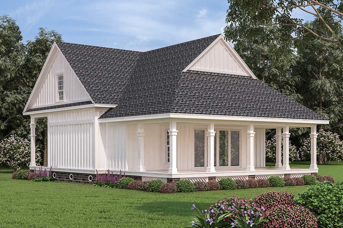 Plan 55212BR: 1-Story Cottage House Plan with Open Living Space - 902 Sq Ft - Image #4 - Cottage, Country, Southern, Traditional
