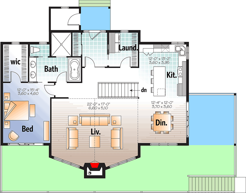 Plan 22569DR: Four-season Contemporary House Plan with Commanding Views - Floor Plan - Main Level - Contemporary, Mountain, Vacation