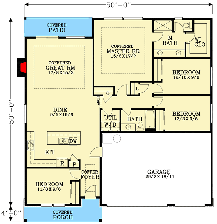 Plan 2899J: Traditional Country Home Plan with 4 Bedrooms - Floor Plan - Main Level - Country, Traditional