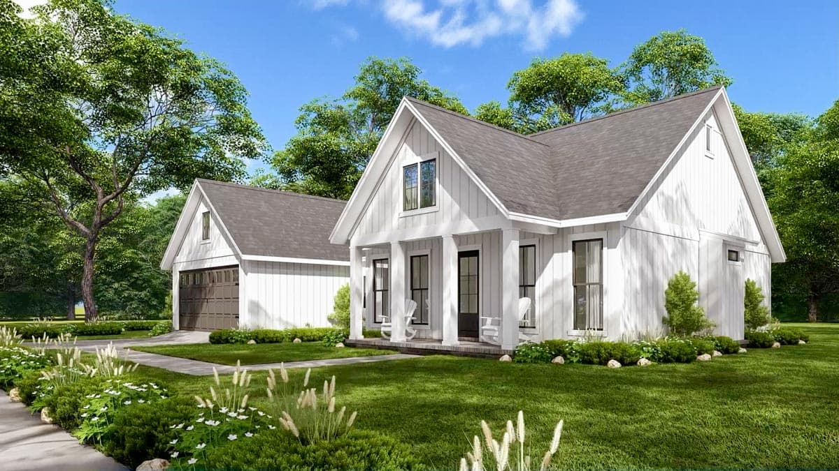 Plan 51829HZ: One-Story Modern Farmhouse Plan with Open Concept Living - 1706 Sq Ft - Image #14 - Cottage, Farmhouse, Modern Farmhouse, Traditional
