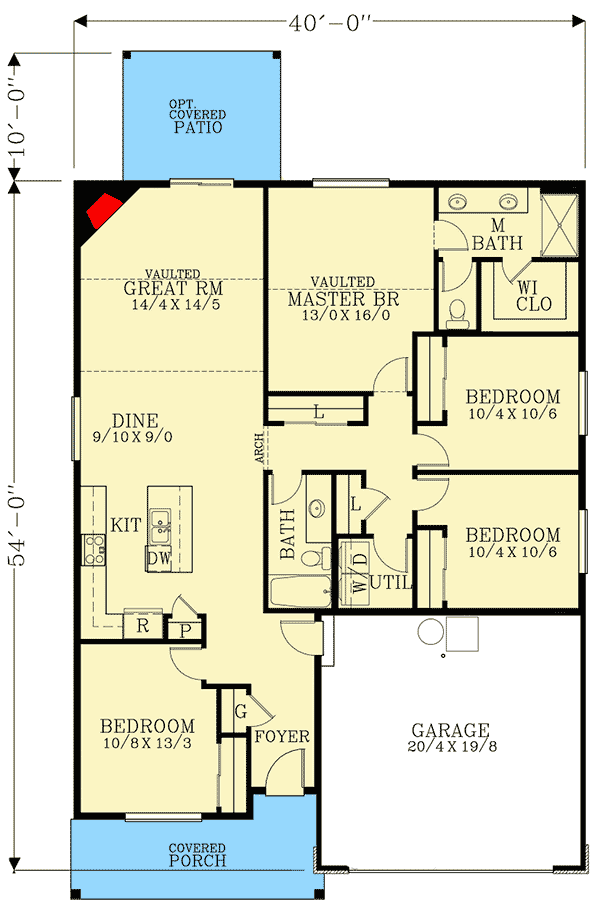 Plan 28001J: Endearing 4-Bed Home Plan with Ample Closet Space - Floor Plan - Main Level