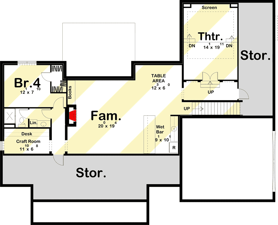 Plan 62841DJ: Modern Farmhouse Plan with Cathedral Ceiling in the Great Room and Kitchen - 2388 Sq Ft - Floor Plan - Optional Lower Level Layout ($ Paid Option) - Country, Farmhouse, Modern Farmhouse, New American, Southern