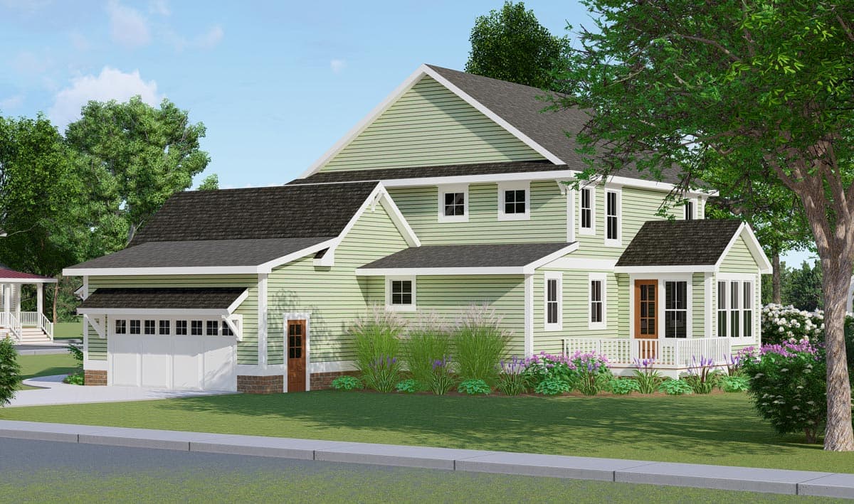 Plan 500070VV: Exclusive Two-story Farmhouse Plan with Side-entry Garage - Image #5 - Country, Farmhouse, Traditional