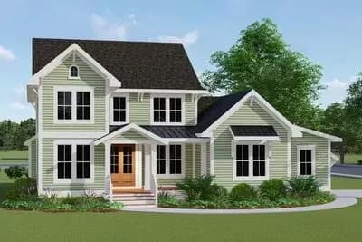 Exclusive Two-story Farmhouse Plan with Side-entry Garage