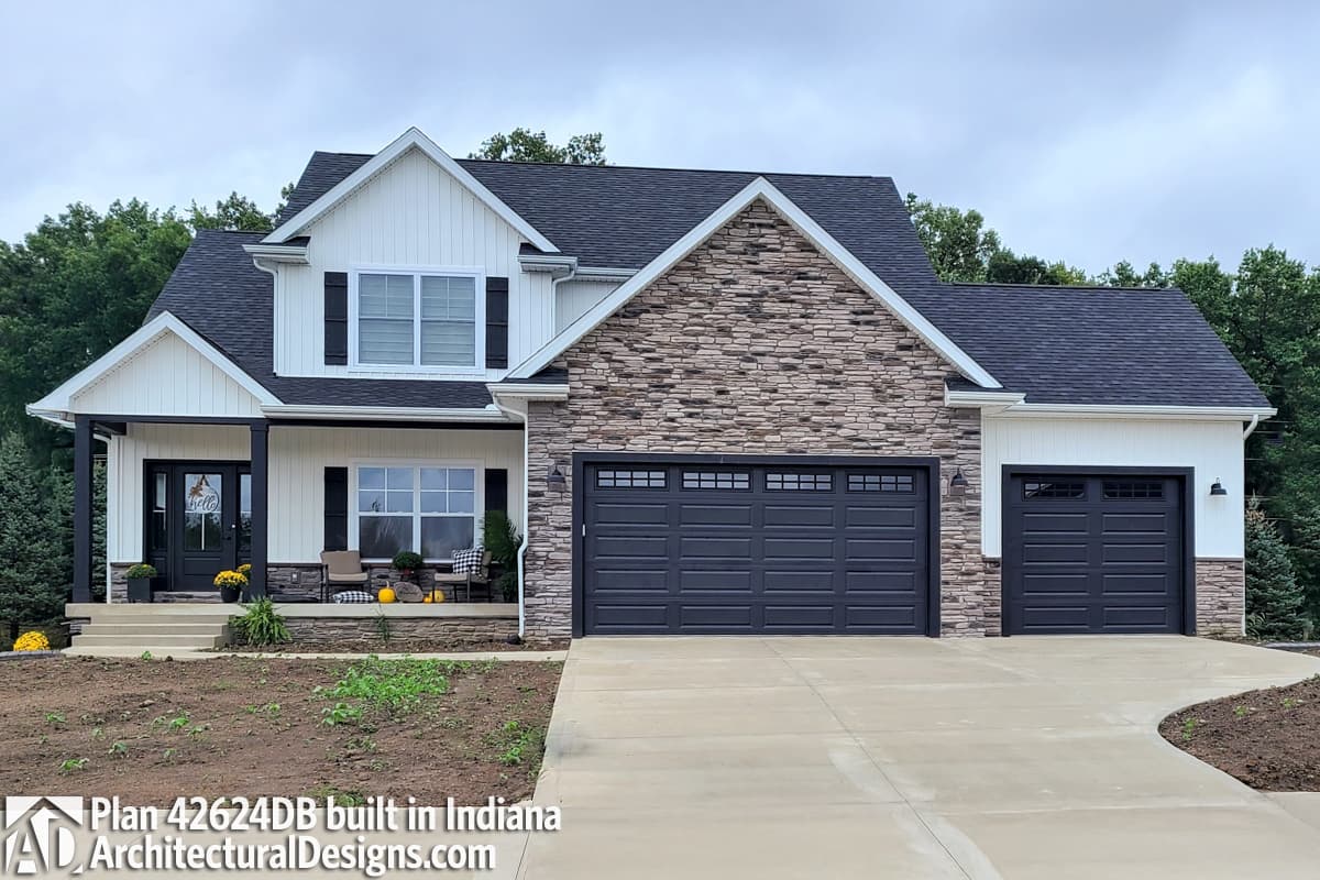 build gallery item - House Plan 42624DB Comes to Life in Indiana