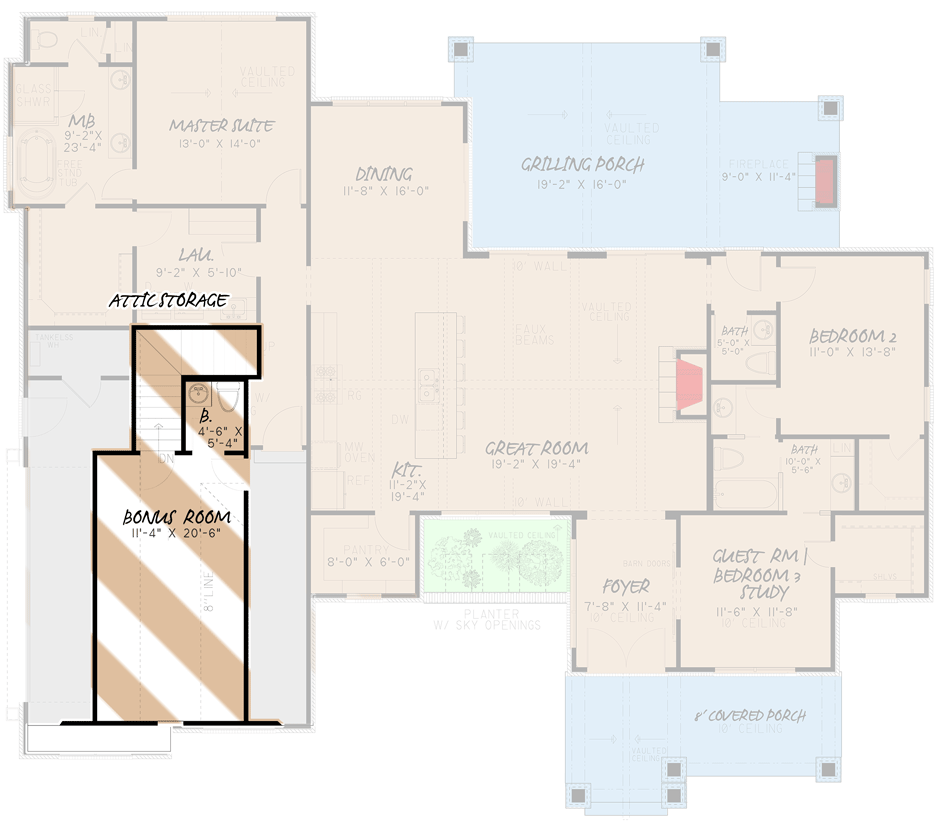 Plan 70657MK: Country Craftsman House Plan with Bonus Room above Garage - 2073 Sq Ft - Floor Plan - Bonus with Half Bath - Country, Craftsman, Mountain, New American
