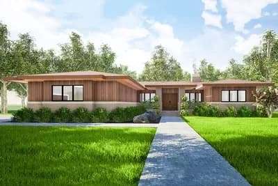 Modern Prairie Home Plan with Large Outdoor Living Space