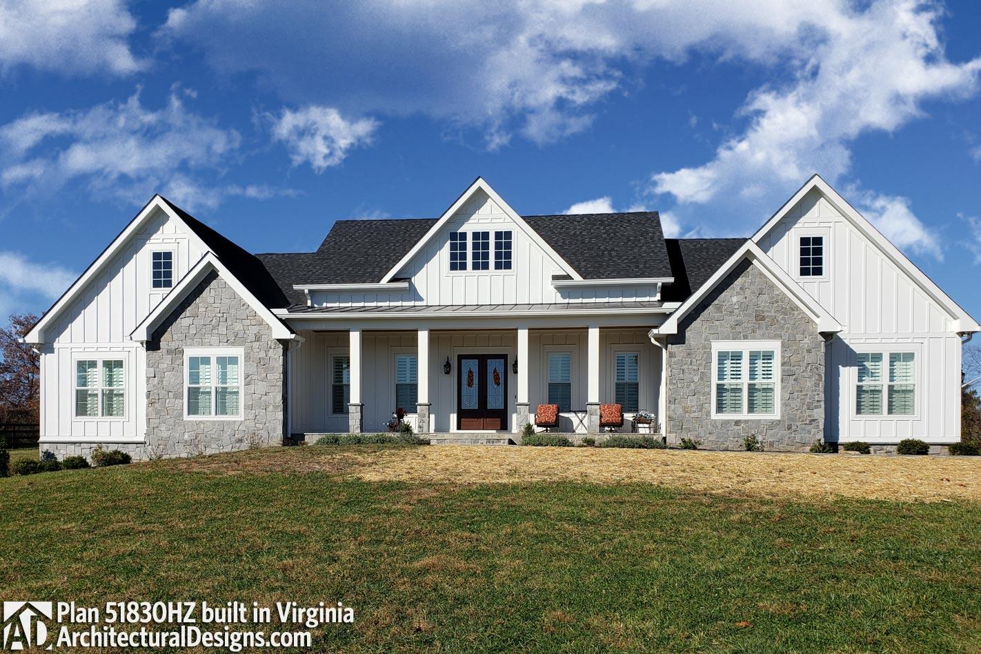 Plan 51830HZ: Expanded 4-Bed Modern Farmhouse with a Game Room and a Bonus Room - 3086 Sq Ft - Image #7 - Country, Modern Farmhouse, New American, Traditional