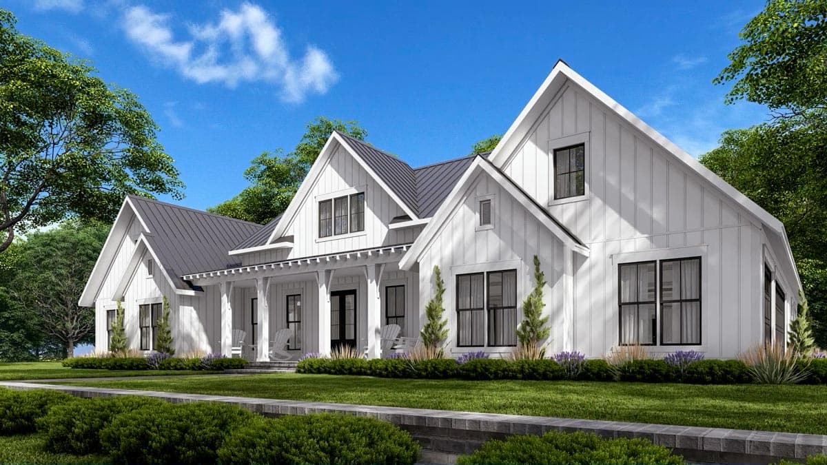 Plan 51830HZ: Expanded 4-Bed Modern Farmhouse with a Game Room and a Bonus Room - 3086 Sq Ft - Image #9 - Country, Modern Farmhouse, New American, Traditional