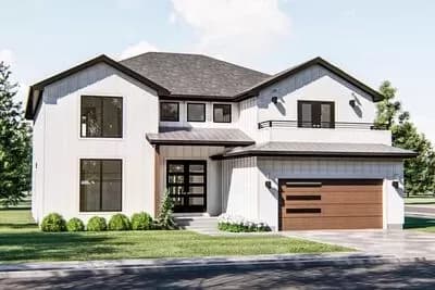 New American House Plan with 2-Story Great Room and Upstairs Safe Room