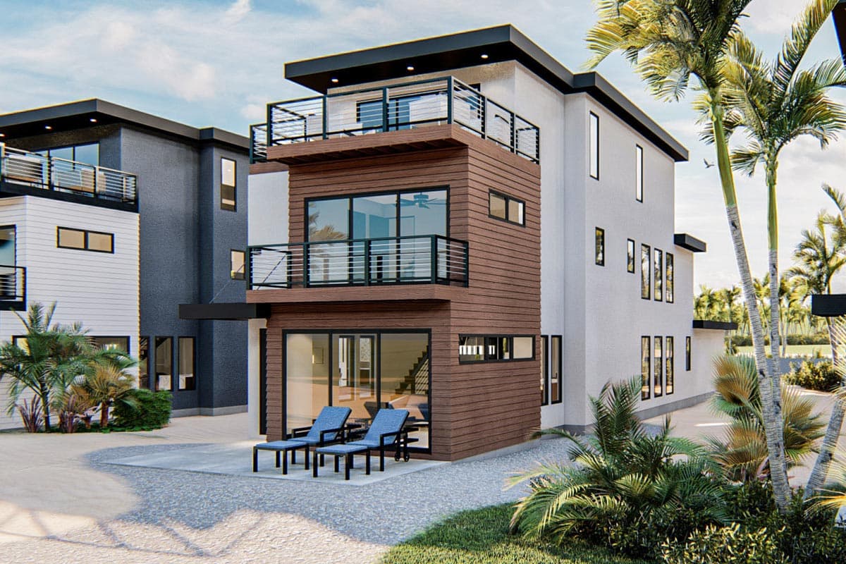 Plan 62850DJ: Modern Coastal House Plan with Third Floor Master Suite - Image #5 - Coastal, Contemporary, Mid Century Modern, Modern