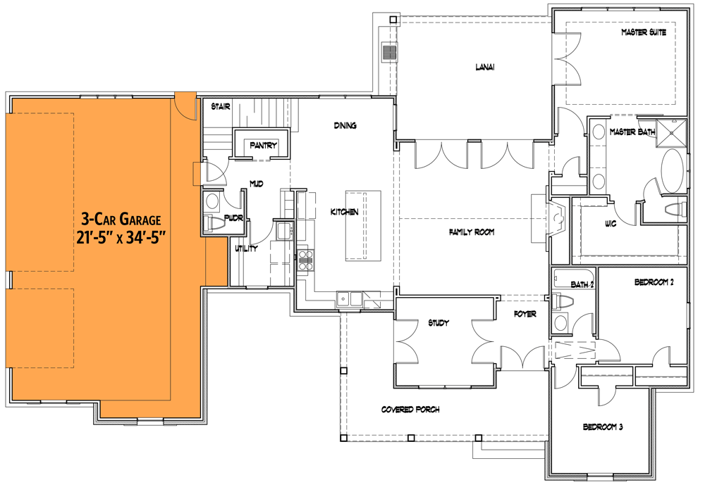 Plan 16917WG: Downsized 3-Bedroom New American Farmhouse Plan Bonus Expansion - 1740 Sq Ft - Floor Plan - 3-Car Garage Option - Country, Farmhouse, New American, Southern