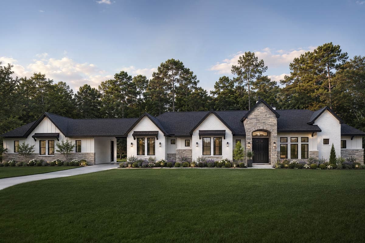 Plan 440004PWL: Exclusive Ranch House Plan with Cathedral Ceiling - Image #1 - Hill Country, New American, Ranch