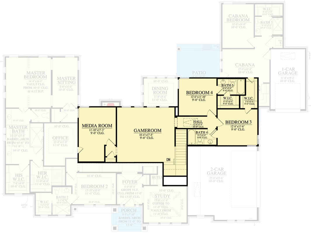 Plan 440006PWL: Exclusive Multi-Generational Home Plan with Private 1-Bed Cabana - Floor Plan - 2nd Floor - Hill Country, New American