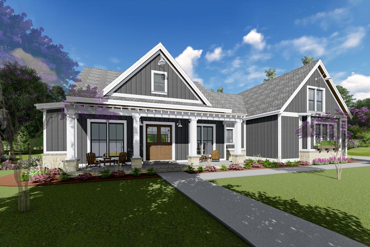 Plan 64503SC: Expandable Modern Farmhouse Plan with En Suite Bathrooms for Everyone - Image #10 - Country, Farmhouse, Modern Farmhouse, New American