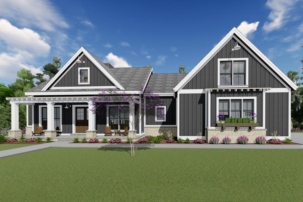 Plan 64503SC: Expandable Modern Farmhouse Plan with En Suite Bathrooms for Everyone - Image #4 - Country, Farmhouse, Modern Farmhouse, New American