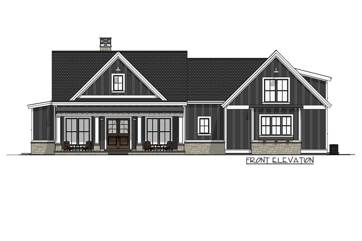 Plan 64503SC: Expandable Modern Farmhouse Plan with En Suite Bathrooms for Everyone - Image #11 - Country, Farmhouse, Modern Farmhouse, New American