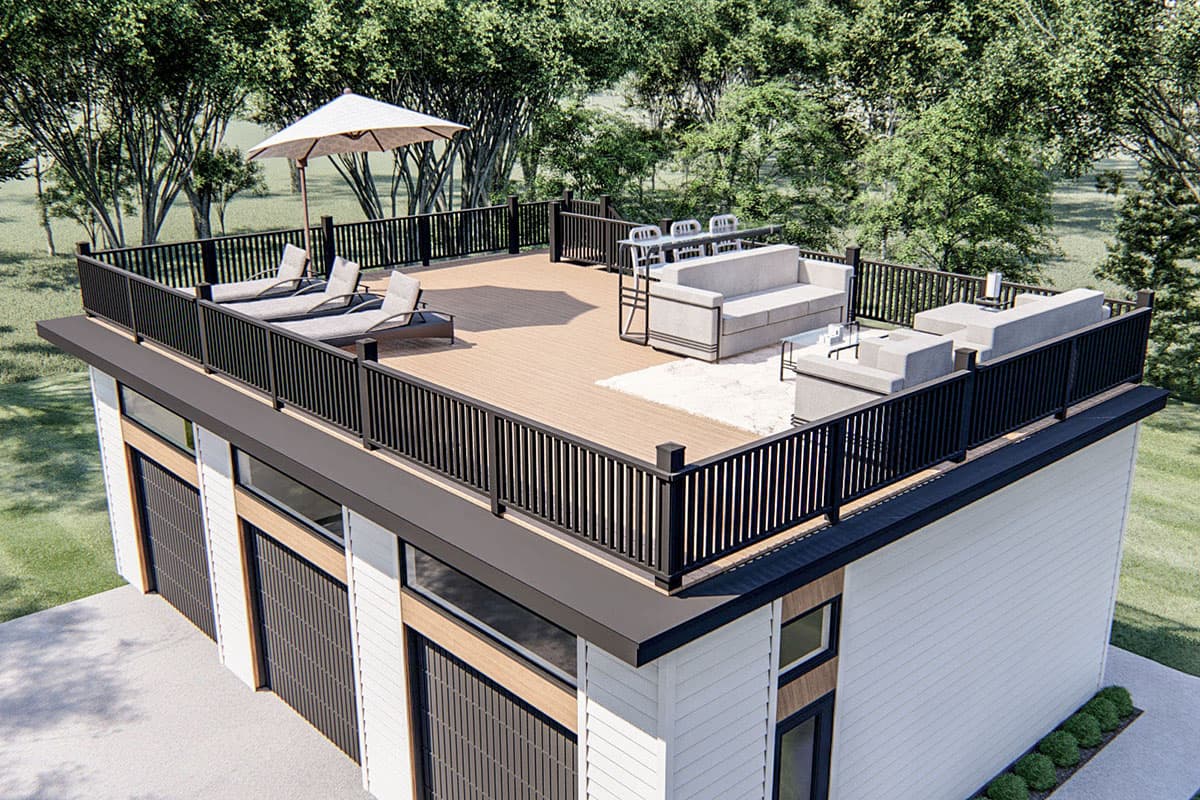 Plan 62854DJ: Large Modern Garage Plan with Party Deck - Image #5