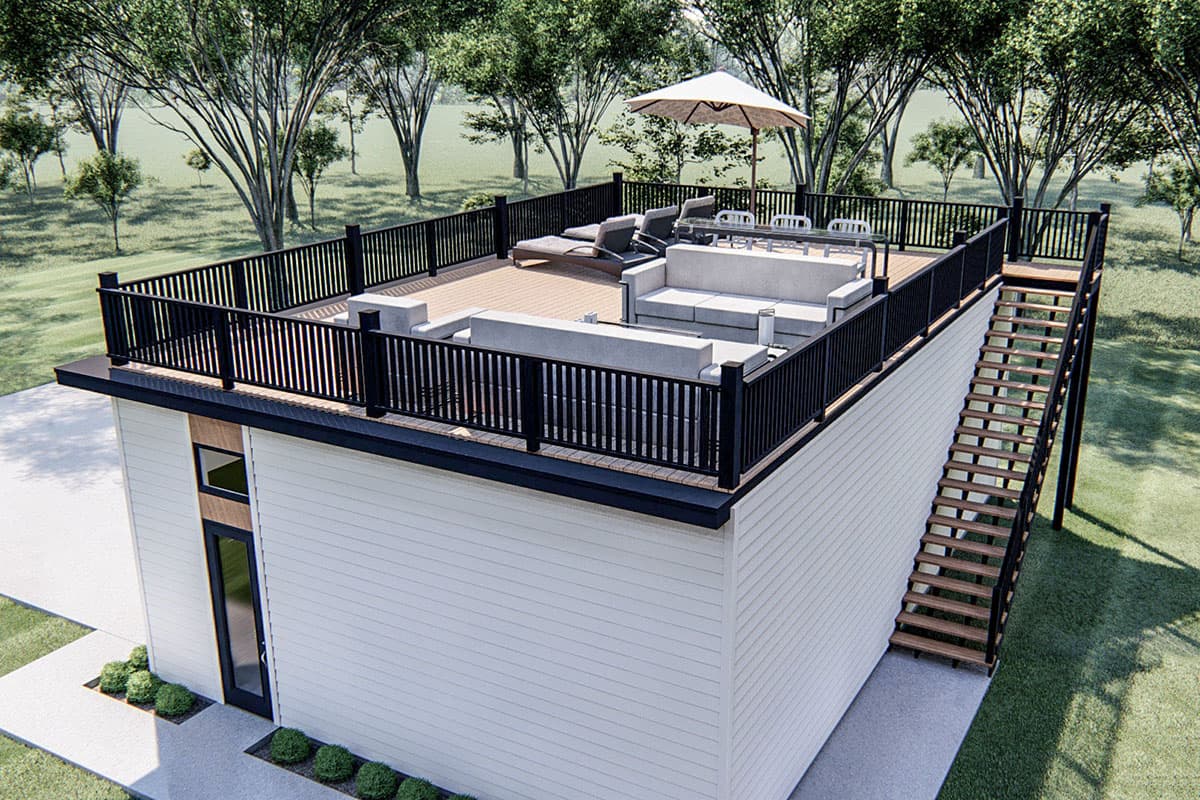 Plan 62854DJ: Large Modern Garage Plan with Party Deck - Image #6