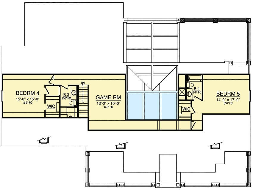 Plan 36594TX: 5-Bed Two-Story House Plan with Ample Outdoor Living Space - Floor Plan - 2nd Floor - Country, Hill Country