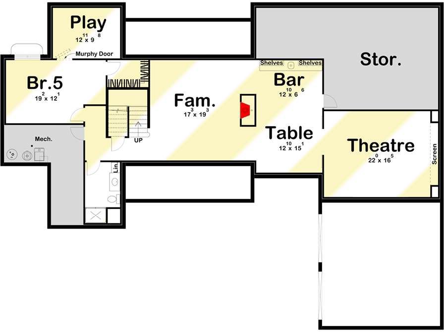 Plan 62855DJ: New American House Plan with Two Main Floor Bedroom Suites - Floor Plan - Optional Lower Level Layout ($ Paid Option) - Country, Modern Farmhouse, New American