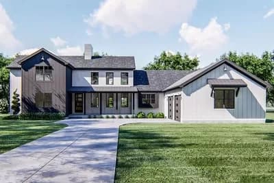 New American House Plan with Two Main Floor Bedroom Suites