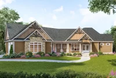 New American House Plan with Angled Garage and Bonus Upstairs Expansion - 2702 Sq Ft