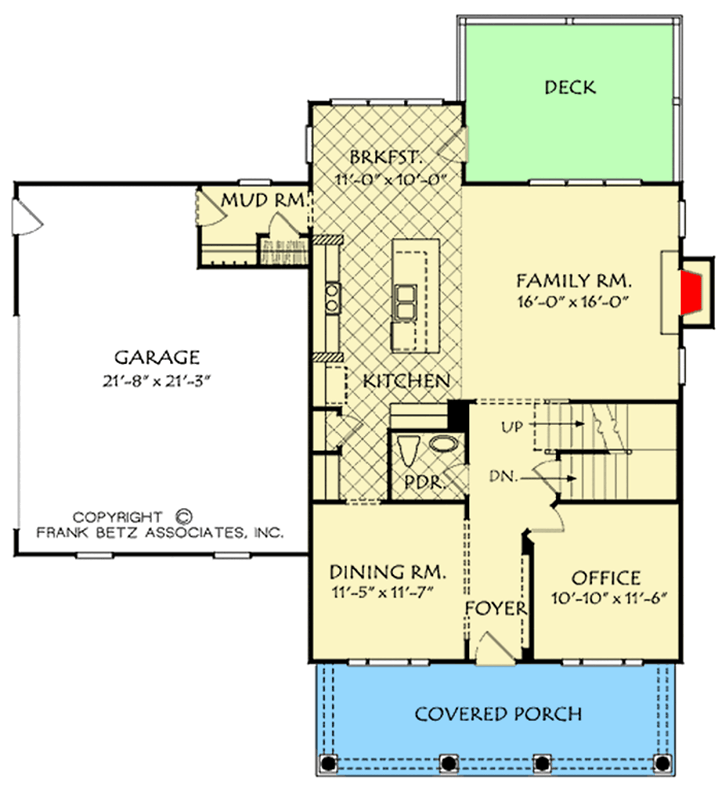 Plan 710357BTZ: 4-Bed Country Home Plan with Open Layout in Back - Floor Plan - Main Level - Colonial, Country, Traditional