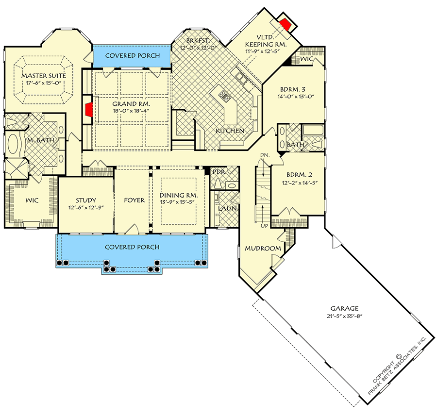 Plan 710360BTZ: Spacious Two-Story Home Plan with Angled 3-Car Garage - Floor Plan - Main Level - Georgian, Southern