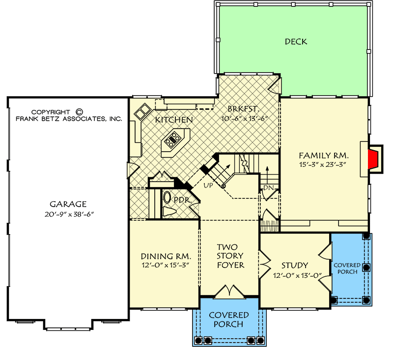 Plan 710365BTZ: Dreamy Two-Story House Plan with Large Rear Deck - Floor Plan - Main Level - Georgian, Southern, Traditional